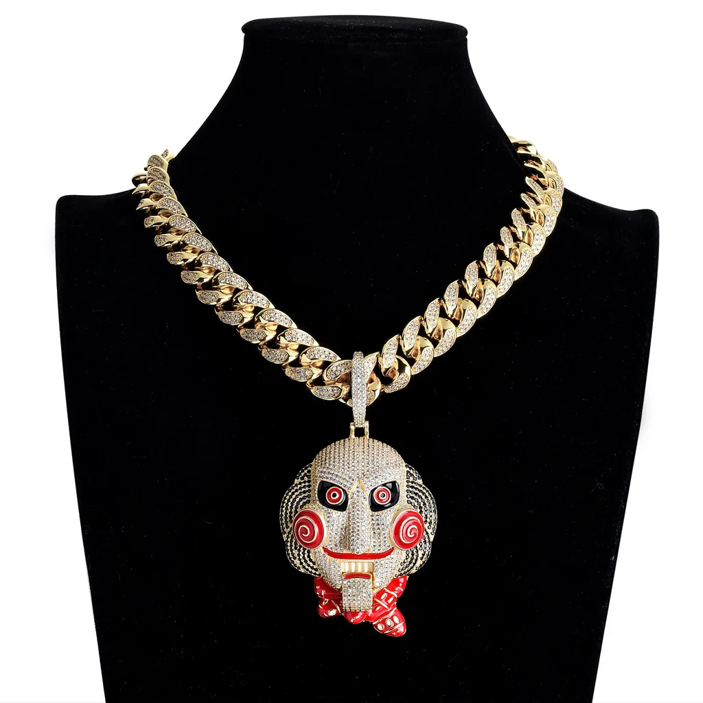 

Luxury Full Paved Kookin Kidz Pendant Necklace Cuban Chain Cubic Zirconia Fashion Women Men Jewelry