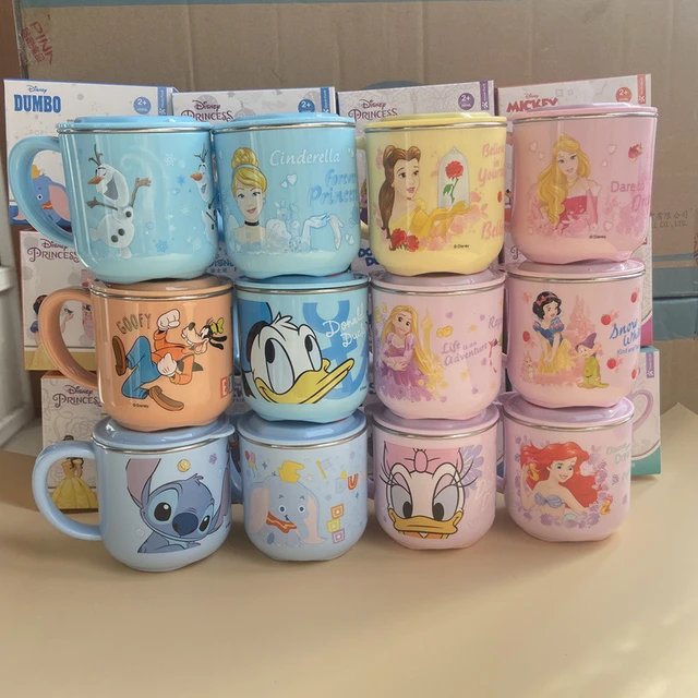 Disney Kids Cup Cartoon Princess Elsa Belle Stainless Steel Drinkware Milk Cup  Children Mugs with Scale Student Cup - AliExpress