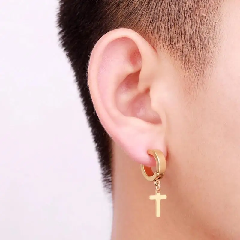 1 Stück Punk Rock Stil Edelstahl Manschette Nicht Piercing Creolen Frauen Mann Clip Auf Ohrring Gefälschte Piercing Baumeln Ohrringe – Detail 6