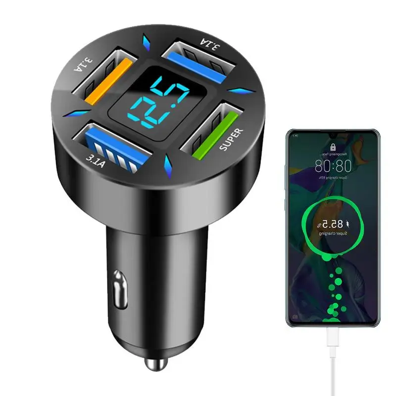 

Cell Phone Automobile Chargers 66W Fast Charging 12V Car Adapter For Mobile Phones QC3.0 Car Charger Adapter 4 Ports USB Lighter