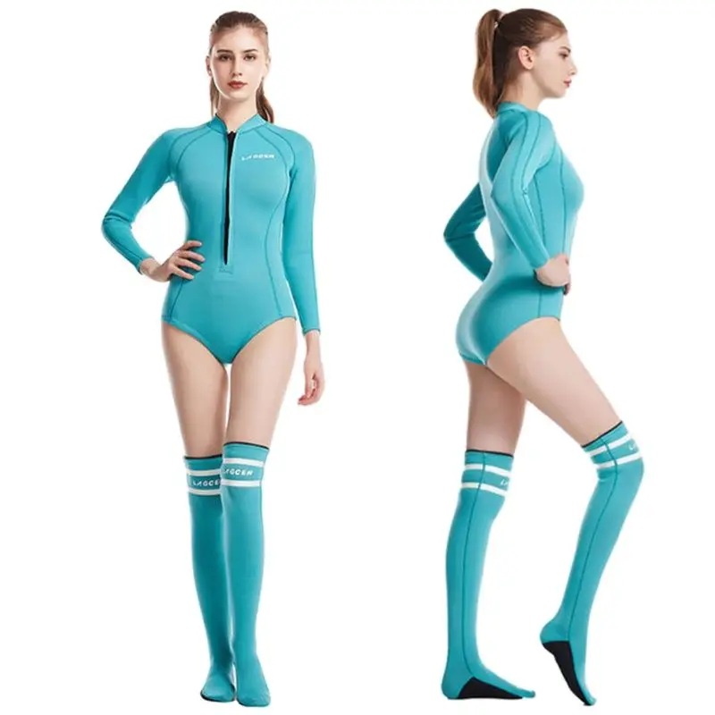 LAGCEN 2.5MM Neoprene Bikini wetsuit Diving Stocking Women Long Sleeve skin diving suit sun-proof Surfing Snorkeling Swimwear