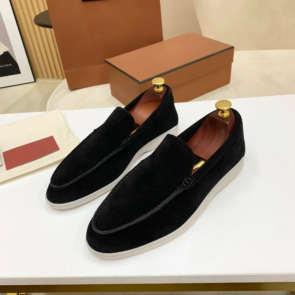 Loafers New Spring and Autumn Suede Leather Flat Genuine Leather Men Walking Shoes Lazy Soft Bottom Casual Shoes big size