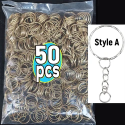 Silver Plated Metal Keyring & Keychain DIY Set - Key Holder Accessories (StyleA-50PCS)