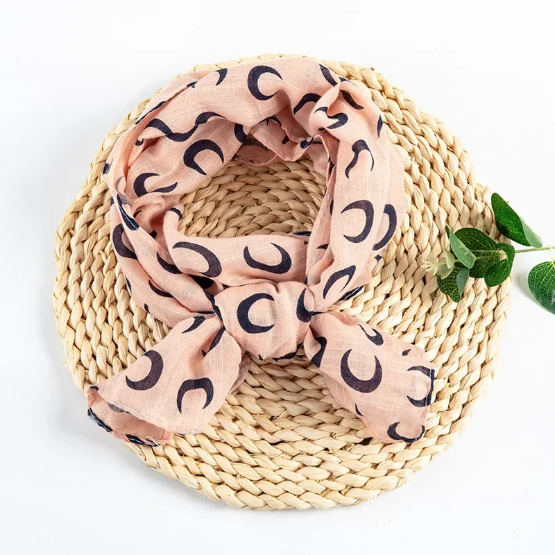 Matagorda Children's Scarf Fashion Folwer Pringting Thin Cotton Linen Kid Scarves Baby Neckerchief Collar Cute Accessory TWEET children scarf