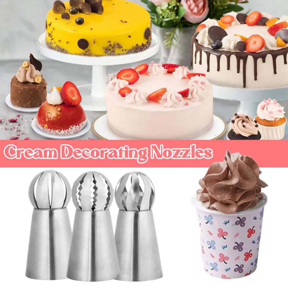 3PCS Wedding Cake Nozzles cake baking tools cake decorating tips Cake Turntable Pastry Puff Skirt Icing Piping Nozzles Dessert Cupcake Decorator Tool Kitchen