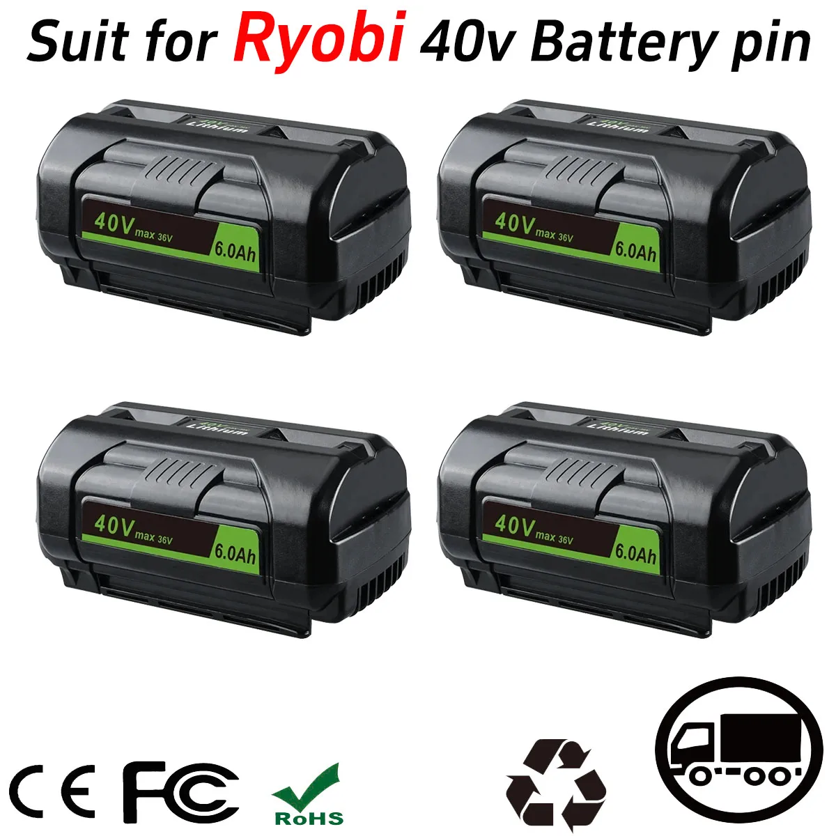 Batterie Li-Ion ONE+ 6,0 Ah 40 V OP4040A1 (1/2/4 pièces) de remplacement pour outils Ryobi OP4015 OP4026 OP40401 OP4050 OP40501 OP4060A