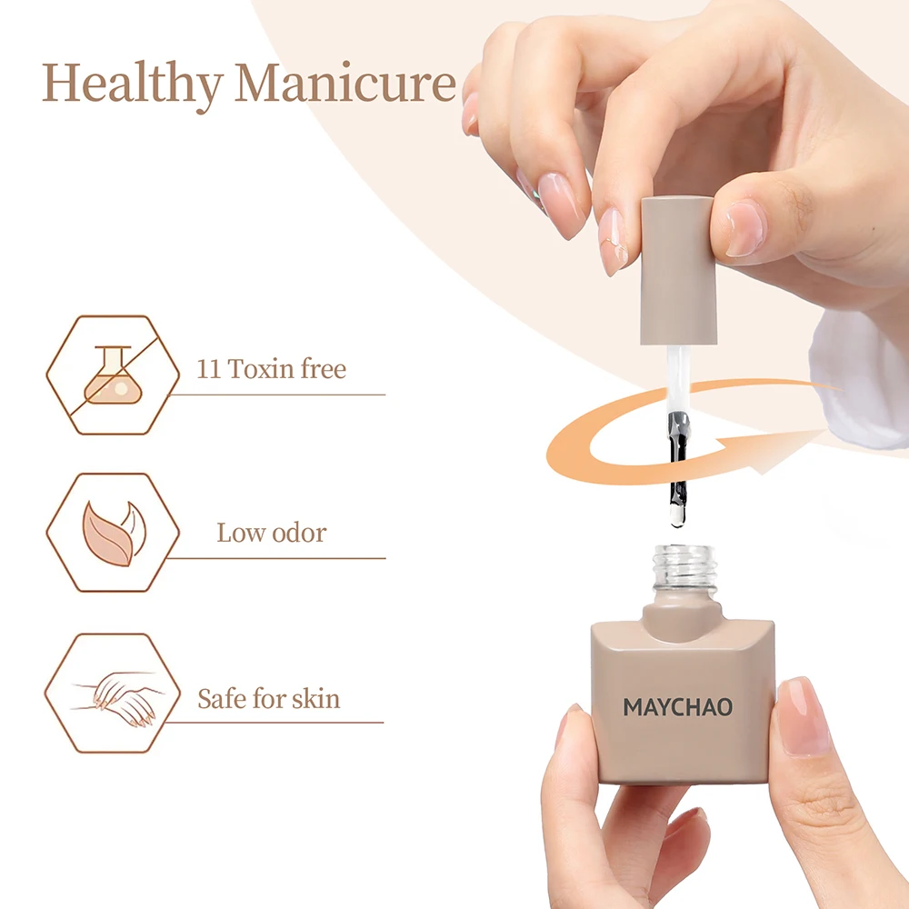 MAYCHAO 12ml No Wipe Top Coat Base Coat Primer UV LED Nail Gel Polish Reinforcement Gel Soak Off Semi Permanent Nail Art Varnish 4
