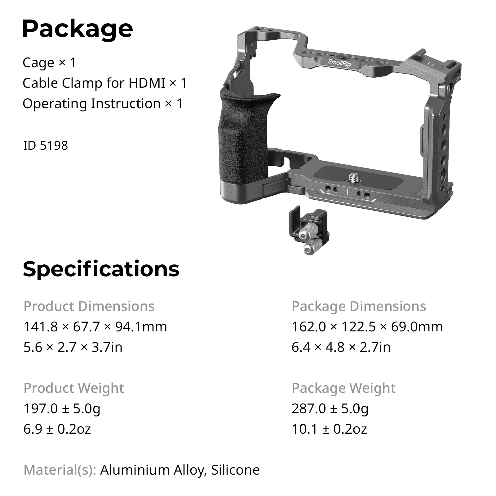 "HawkLock" Quick Release Cage Kit for Sony Alpha 7C II /7CR w Silicone Handle Ca