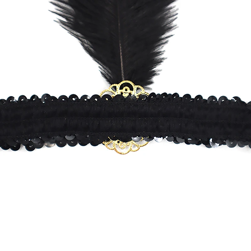 Halloween Feder Haarband brillante Pailletten Strauß Feder Haar Zubehör Haar Reifen Cosplay indische Feder Kopf bedeckung Stirnband – Detail 8