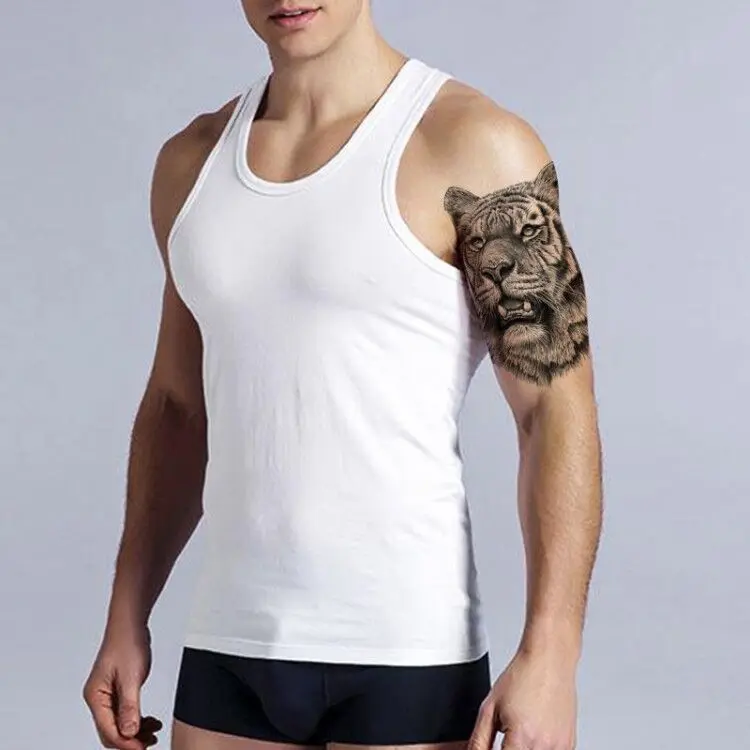 

Cute Tiger Head Fangs Temporary Tatoo Arm Legs Waterproof Kid Women Men Body Art Fake Tattoo Stickers Tatoos Black Cartoon