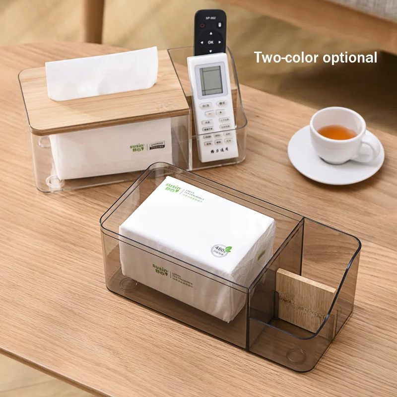 Tissue box multi-functional remote control storage box home living room dining room desktop decoration wooden cover