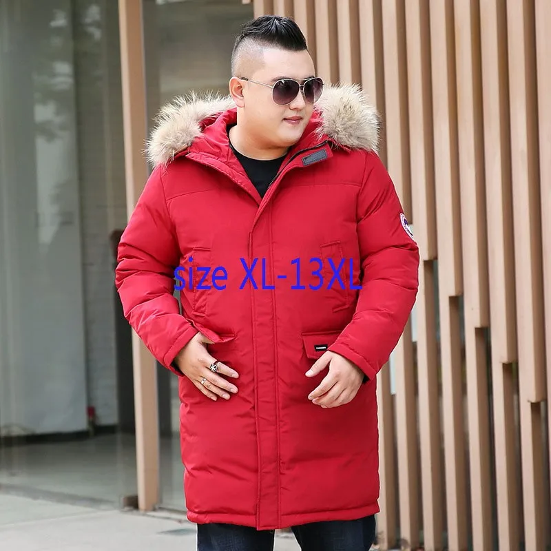 

New Arrival Fashion Super Large Down Jacket Men Long Hooded Fur Collar Winter Thick Casual Plus Size M-9XL 10XL 11XL 12XL 13XL