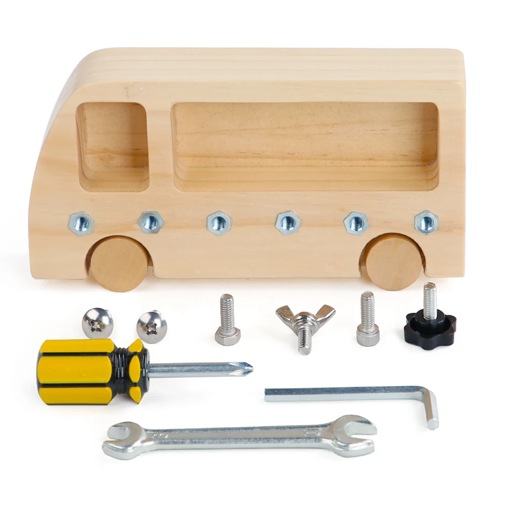 Nut Disassembly Busy Bus Educational Children's Toys Kids Birthday Gift Screw Car Model Screw Boys Creative Tool Assembled Toy 4