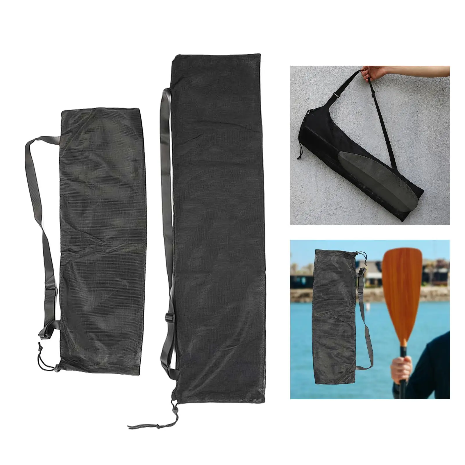 Portable Drawstring Mesh Kayak Paddle Bag Split Shaft Paddles Cover Case