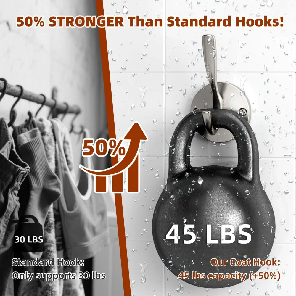 Towel Hooks for Bathroom Wall Mounted 4 Pack Coat Hooks Brushed Nickel Towel Hook Satin Nickel Coat and Hat Hook Silver Wall Ho