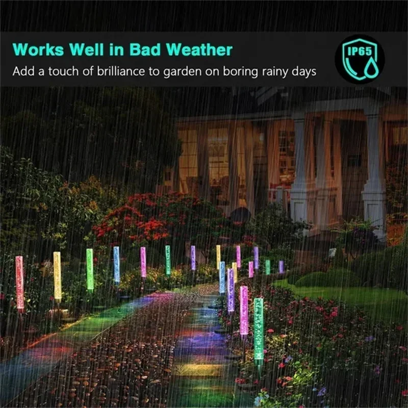 10PCS  LED Solar Lights Acrylic Bubble Solar Pathway Lawn Lamp RGB Garden Outdoor Solar Light Waterproof RGB Color Changing