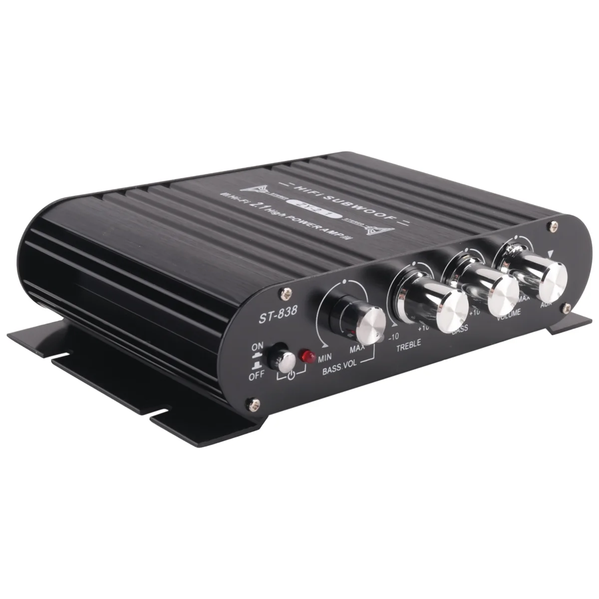 #741X ST-838 HIFI Amplifier 2.1 Channel Car MP3 Mini Amp AUX Input (Black)