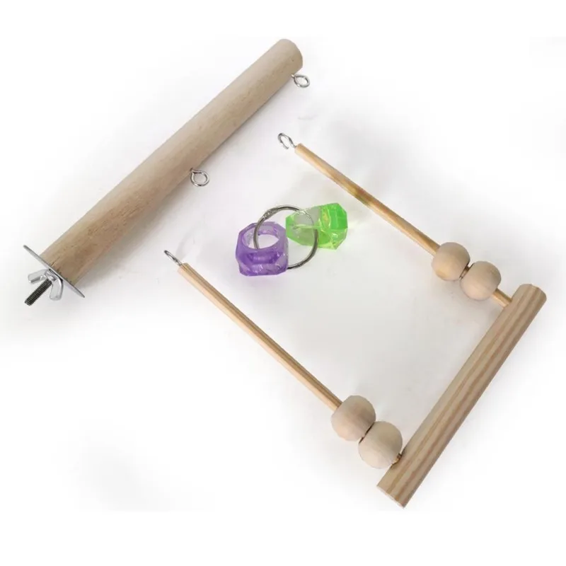 Wooden Bird Swing with Beads – Parrot Perch Stand & Cage Play Toy 5