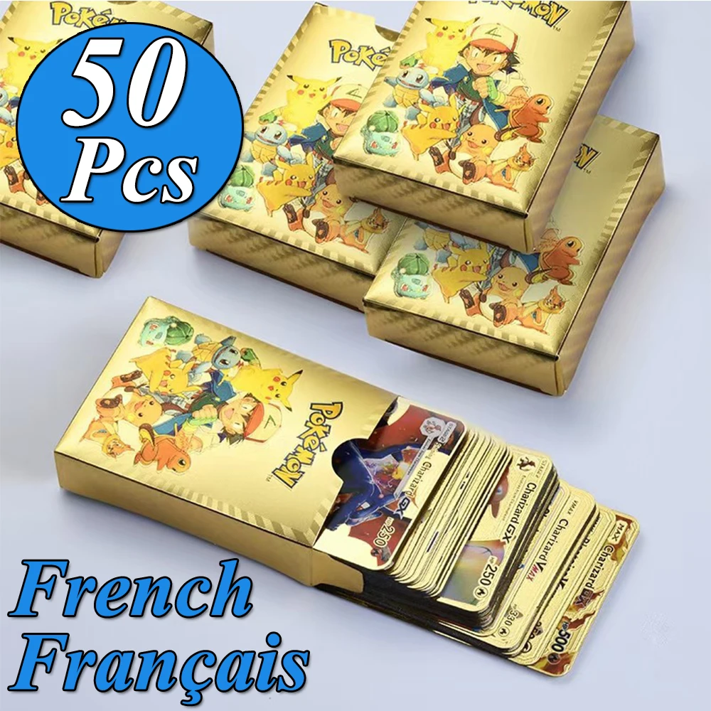 Carte Pokémon Francaise French Pokemon Cards Gold Vmax GX Energy Card Charizard Pikachu Rare Collection Battle Trainer | Игрушки и