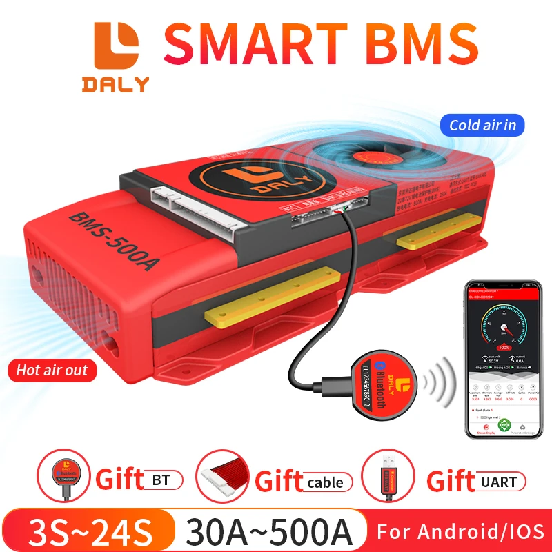Daly Smart LiFePO4 BMS 12V 24V 36V 48V 30A 60A 80A 100A 120A 150A 200A