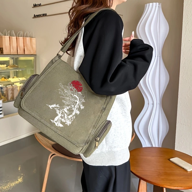 Vintage Unisex Shoulder Bag Men's Crossbody Bag Large Capacity Women's Laptop Bag Canvas Messenger Bag