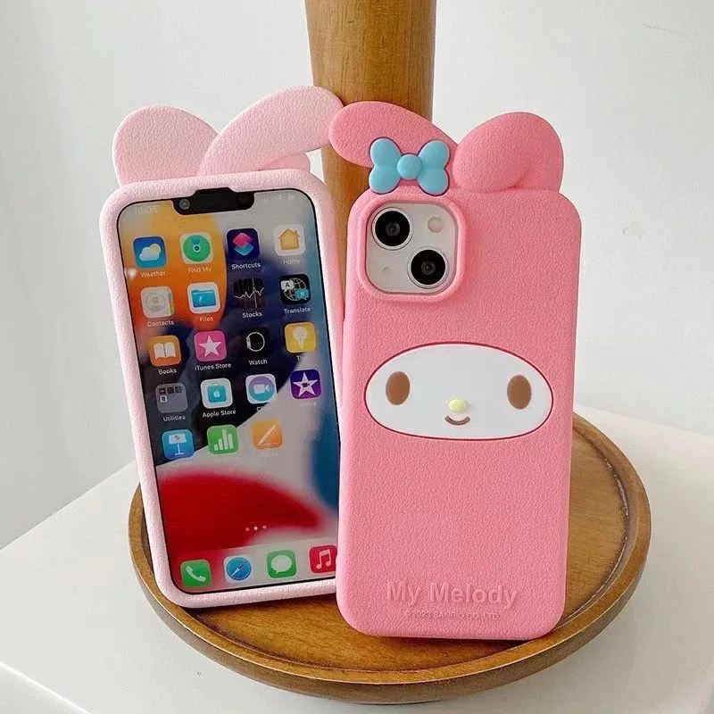 Kawaii 3D Bow My Melody Cartoon Silicone Phone Case - Pink Soft Anime Design