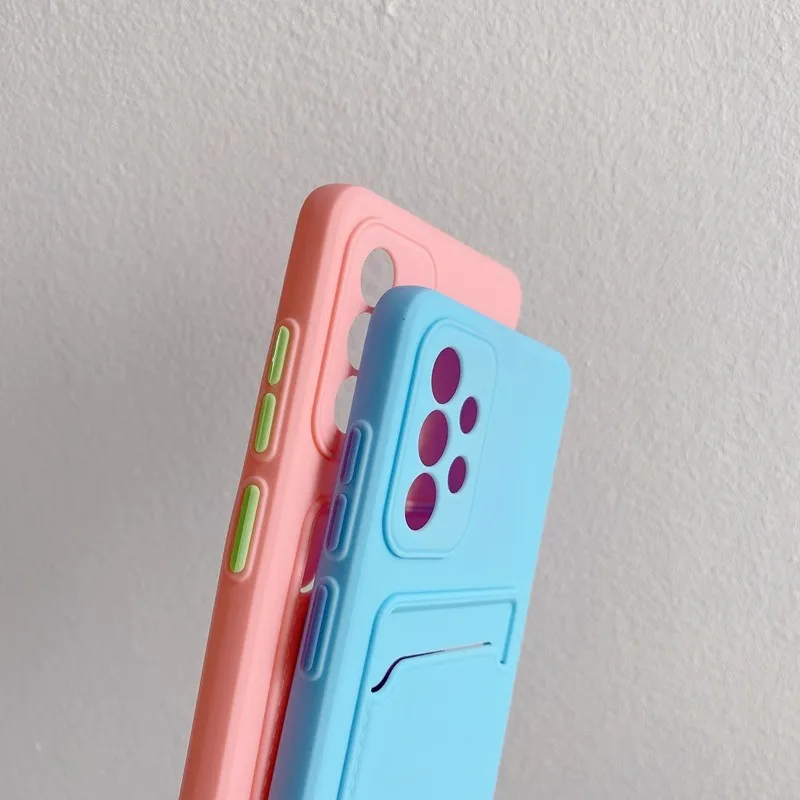 Luxury Silicone Wallet Card Holder Phone Case – Shockproof Soft Cover with Fine Hole Design
