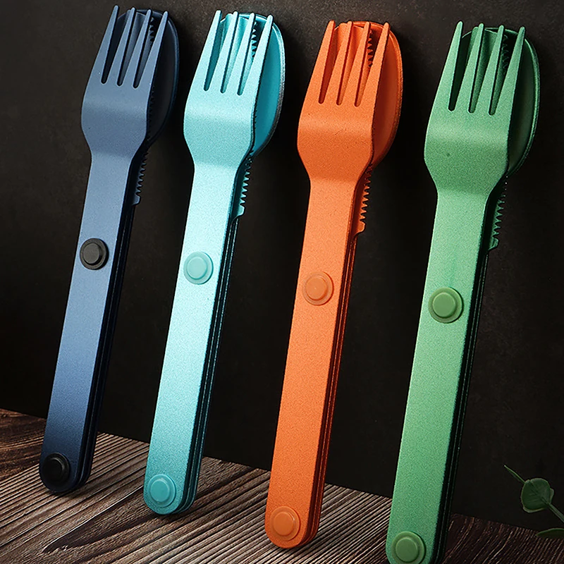 3PCS Camping Utensils Set Connect Magnetic Knife Fork Spoon Flatware Portable Camping Cutlery Travel Carry Kits Parts