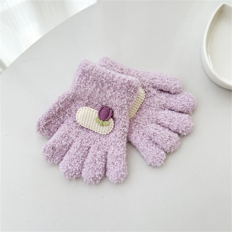 Cosy Winter Gloves for Kids Ages 1 to 3 Year Soft and Warm Five Finger Mittens 69HE