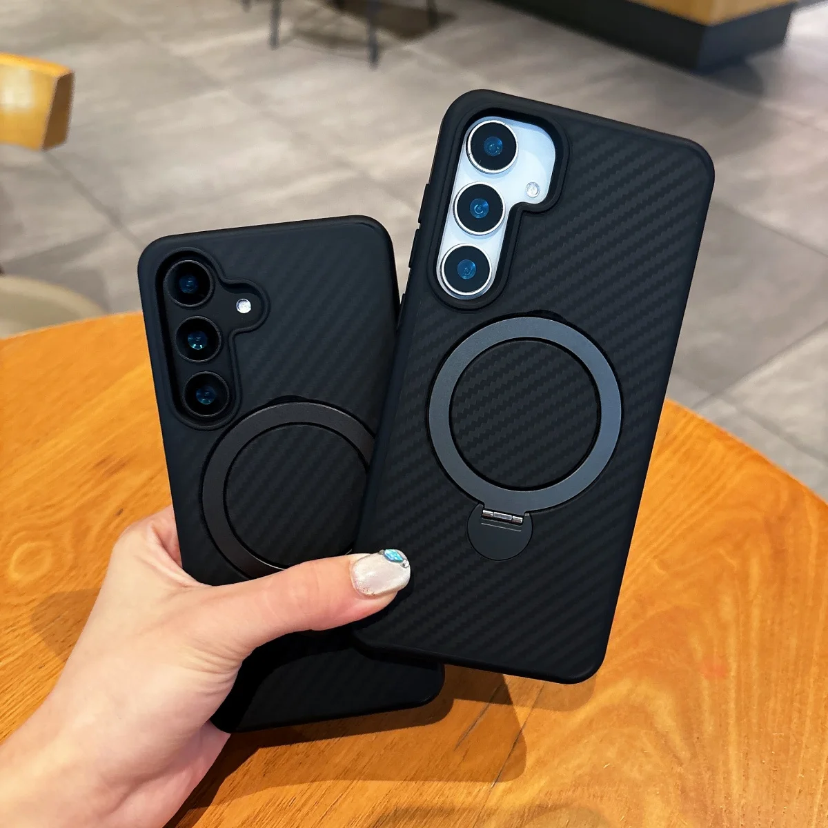 Versatile 360° Magnetic Stand Carbon Fiber Kevlar Phone Case with Magsafe Bracket