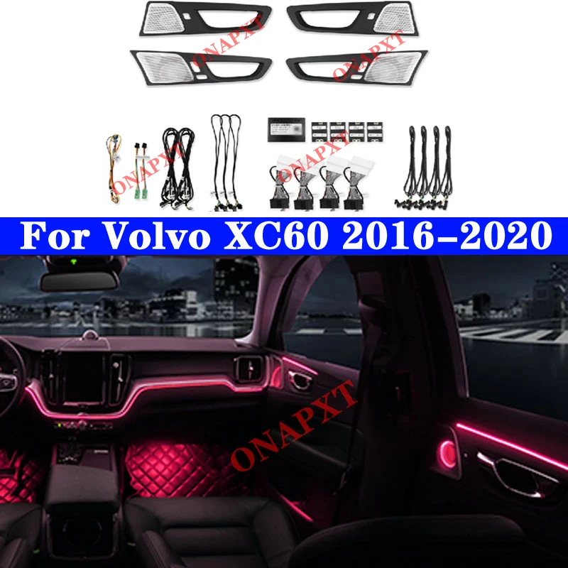 

Auto For Volvo XC60 2016-2020 Dedicated button Control Decorative Ambient Light LED Atmosphere Lamp illuminated 64 colors Strip