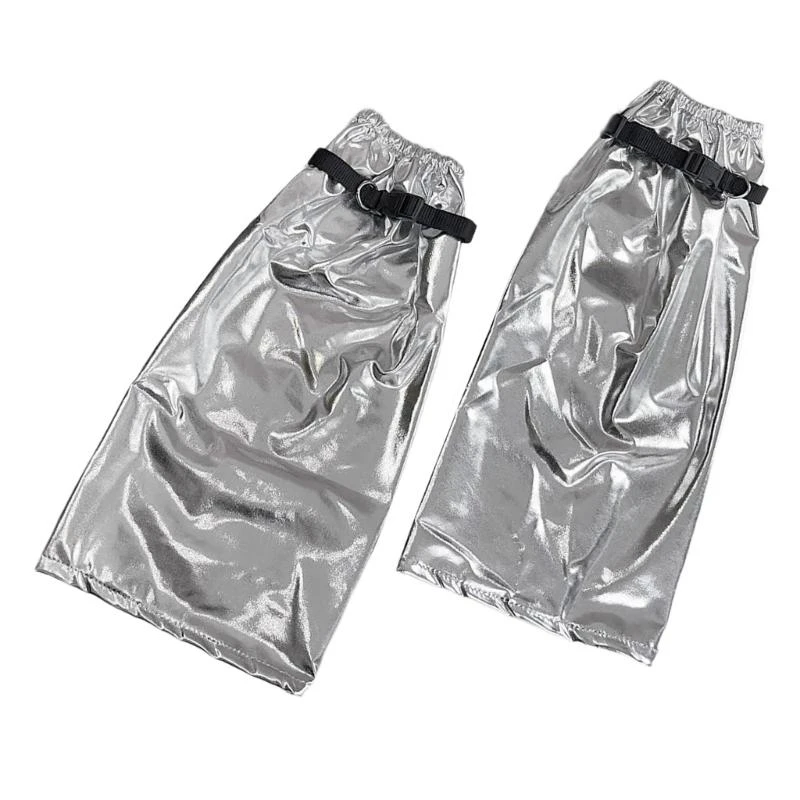 Ästhetische Mode Schnalle Bein Wärmer Streetwear Harajuku Boot Abdeckung Metallic Glänzende Bein Ärmel Socken für Frauen 15UB – Detail 8