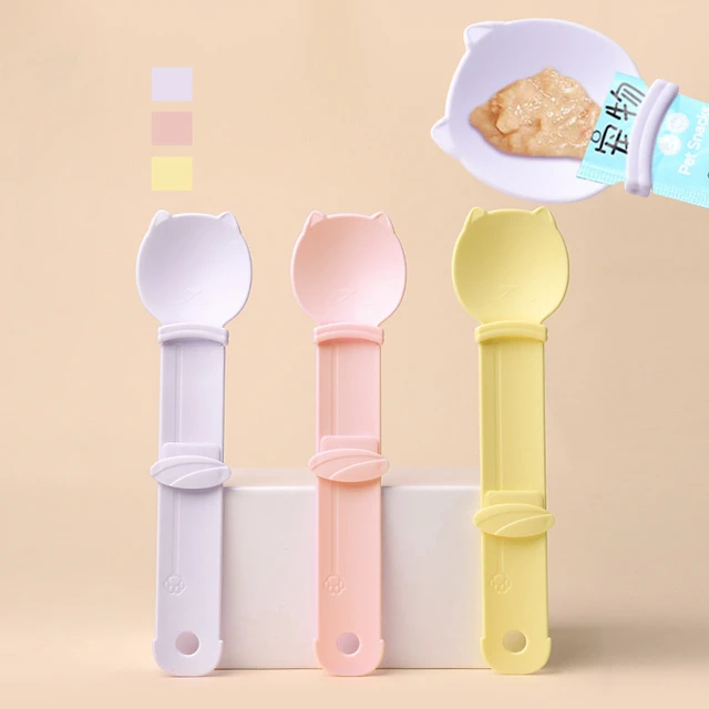 Cat Feeder Cat Strip Squeeze Spoon Pet Liquid Snack Spoon Liquid Feeding Food Squeezer Without Residue Cat Feeder Pet Supplies