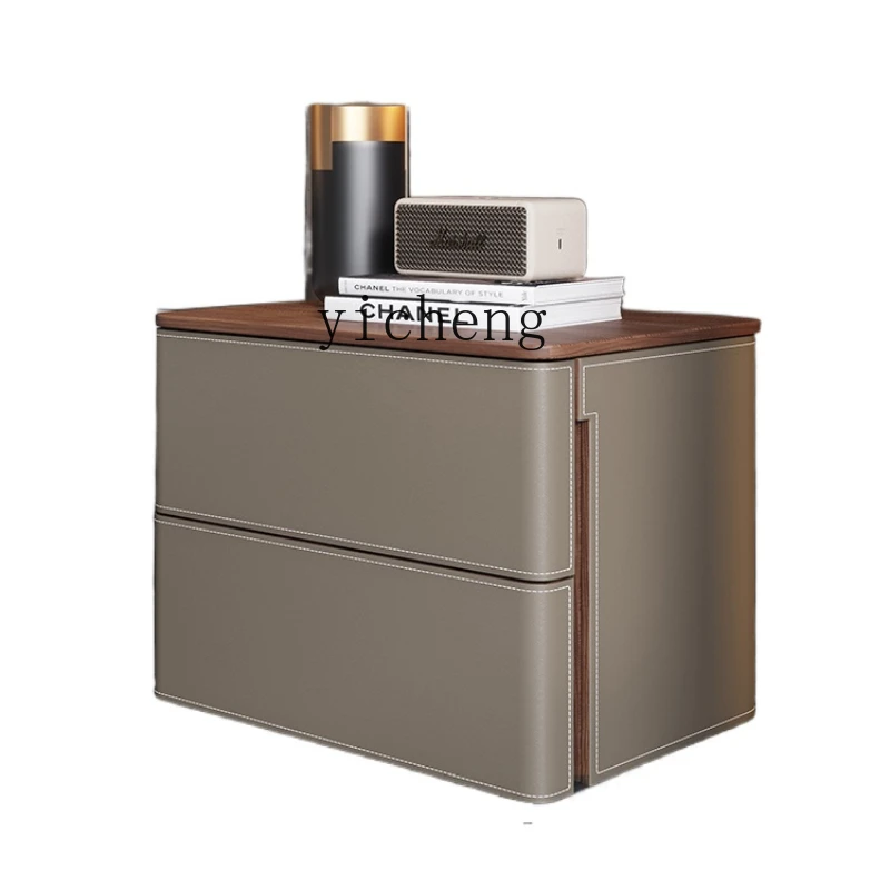 

Zc Modern Household Solid Wood Storage Cabinet New Bedroom Bedside Cabinet Saddle Leather Two-Drawer Cabinet