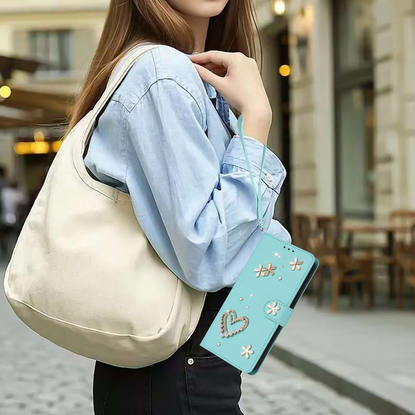 COMAKU Cover A Libro Con Supporto E Chiusura Magnetica Per HMD Pulse Pro - Custodia A Portafoglio In Pelle PU Con Slot Per Carte, Colore Blu - 3