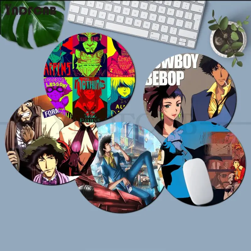 

Classic Comics Cowboy Bebop Mousepad Round Custom Skin DesktopKawaii Gaming Accessories Students Writing Padmouse Play Mats