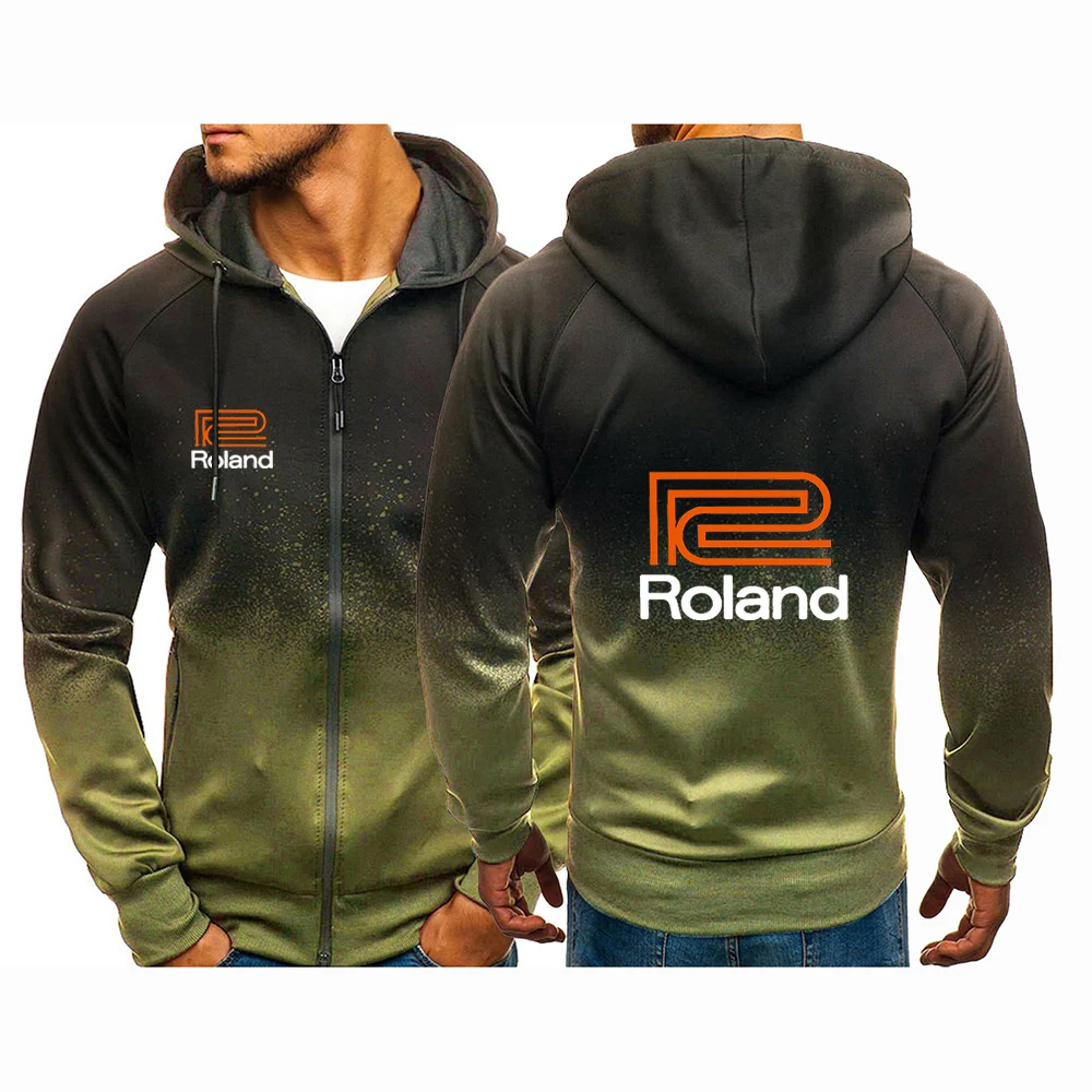 Men Spring Autumn Gradient Zipper Hoodie Casual Sweatshirt