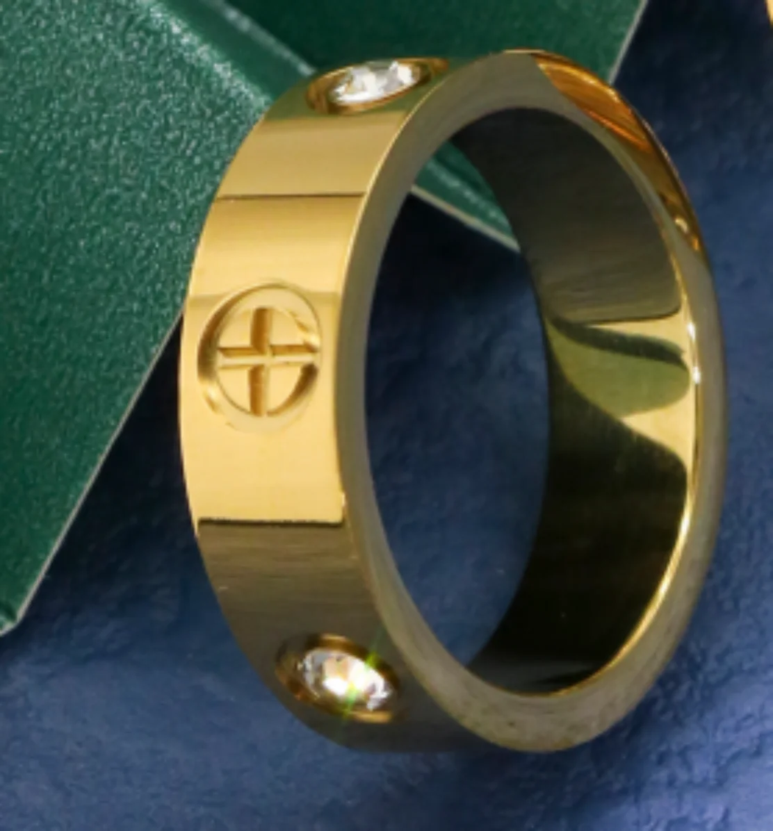 Wedding Rings Jewelry Rings Ring Jewelry Couple Rings Cross Rings Round Rings 6mm Width Cross Zircon Stone Stainless Steel Rings for Women Gold Color Couple Ring Wedding Party Gifts 1 Piece