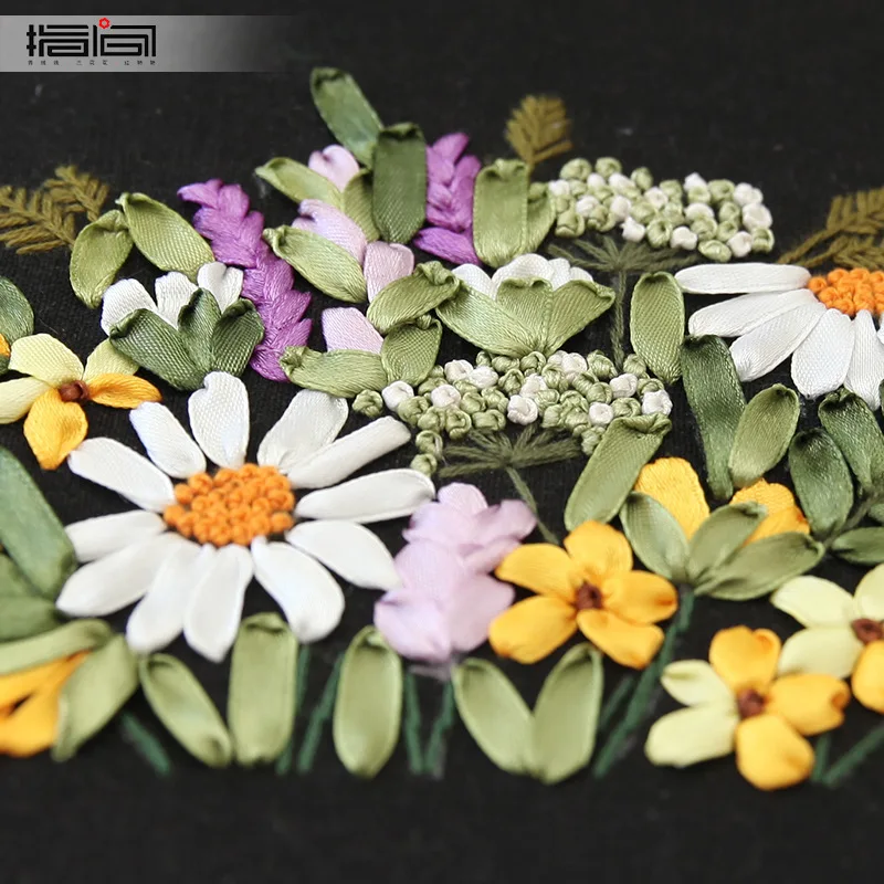 20cm hoop flower Ribbon embroidery kit stain painting handcraft kit DIY handmade needlework art home decor