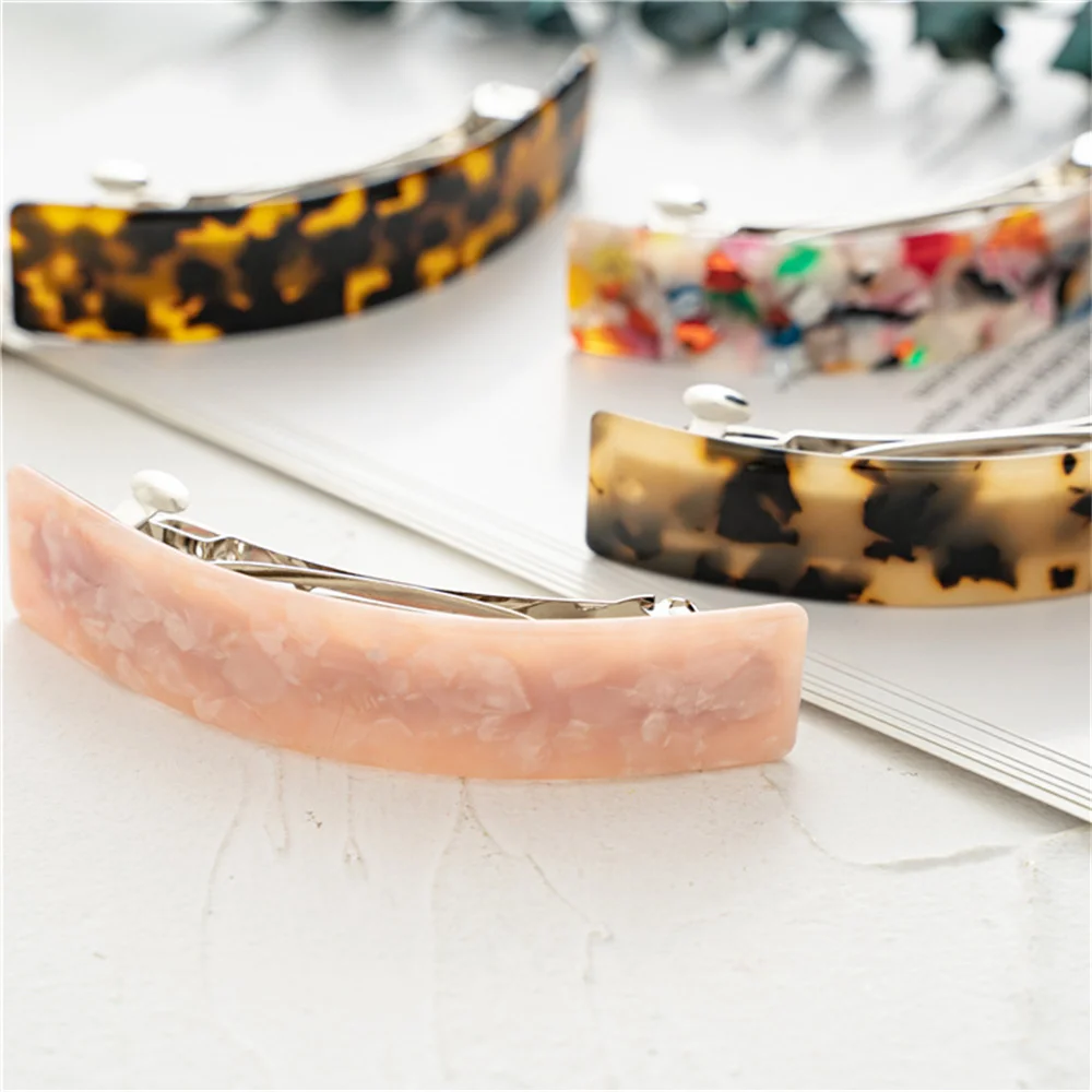 Frauen Leopard Haarspange Acetat Automatische Haarnadel Vintage Französisch Geometrisch Marmor Bunte Federklammer Haarschmuck für Mädchen – Detail 10