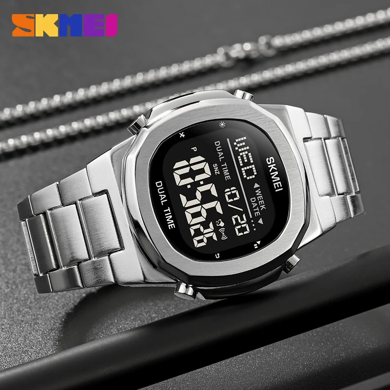 SKMEI 2004 Luxury Digital Watch for Men Sport Calendar Steel Waterproof Electronic Men Wristwatches Led Alarm Clock Reloj Hombre