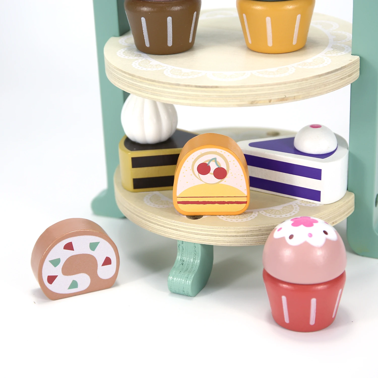 Kids Wooden Toys Afternoon Tea Toy Set Cake Ice Cream Tea Time Playset Toddler Pretend Play Kitchen Accessories kitchen toys pretend kitchen toys wooden ice cream playset wooden tea set toy