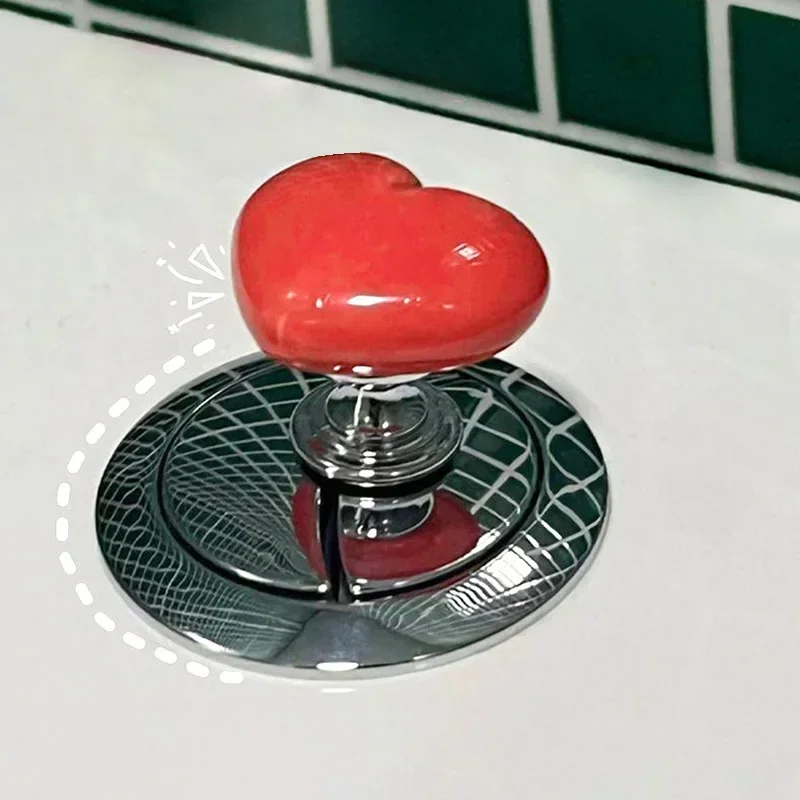 Heart Shaped Toilet Press Button Cute Rabbit Toilet Drain Button Tank Push Switch Nail Protector Love Bathroom Accessori