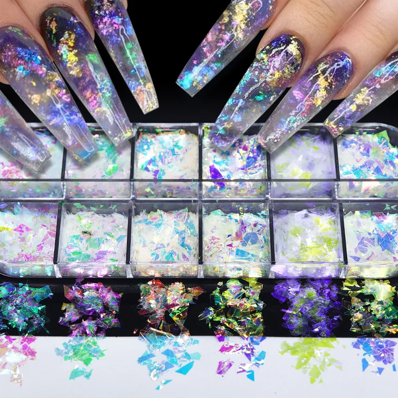HolographicirregularFragmentscellophaneNailArtGlitterFlakes3D
