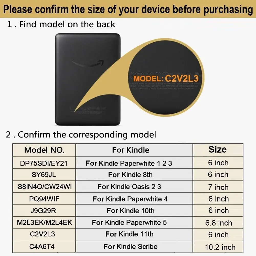 Premium Shockproof Leather E-Reader Case with Auto Wake/Sleep Function - 6 Inch