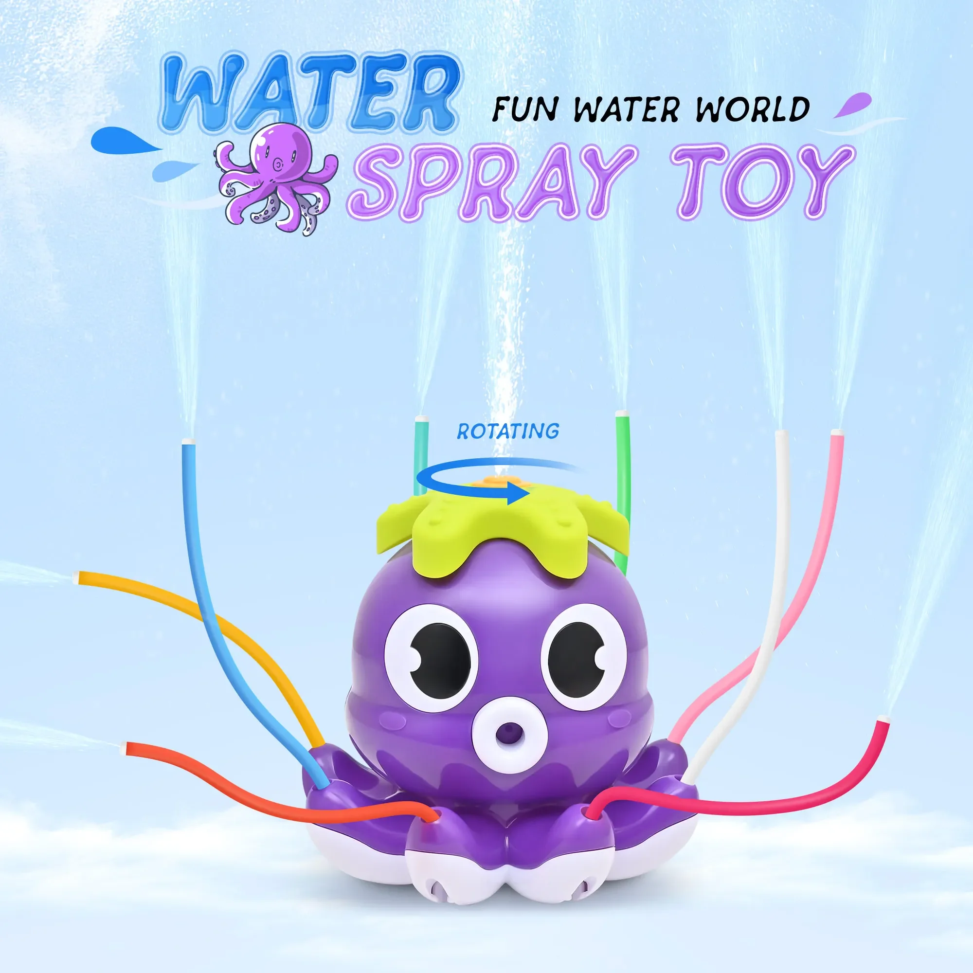 Water Sprinkler Octopus Toys Outdoor Water Toys for Kids Bathtub Games Automatic Rotating Sprinkler Children Octopus Bath Toy 2