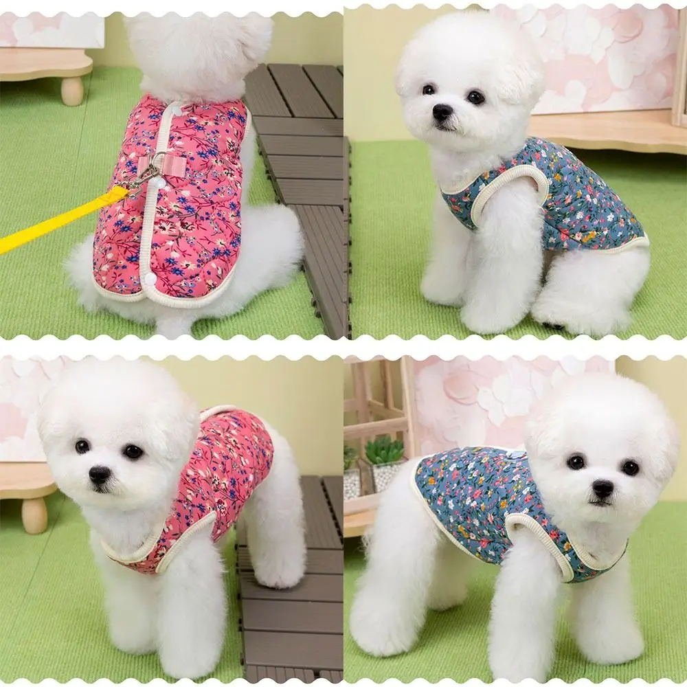 Fashion Puppy Vest Thickened Winter Warm Pet Dog Clothes Pet Supplies Floral Prints Cat Clothes Winter Gift