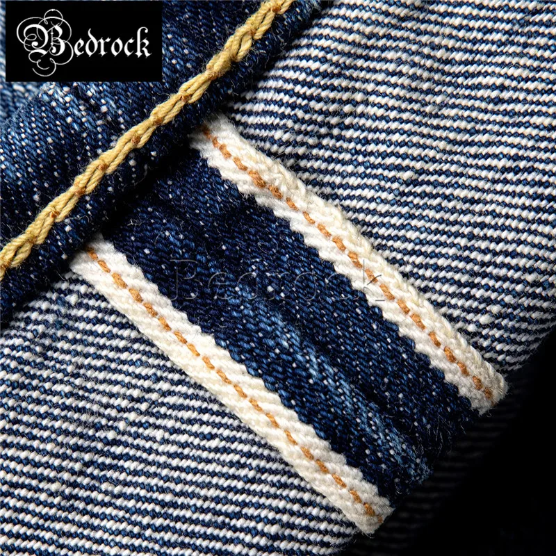 16oz slim straight jeans men's heavy one washed 511 pants Amekaji distressed scratches gold line denim selvedge original jeans