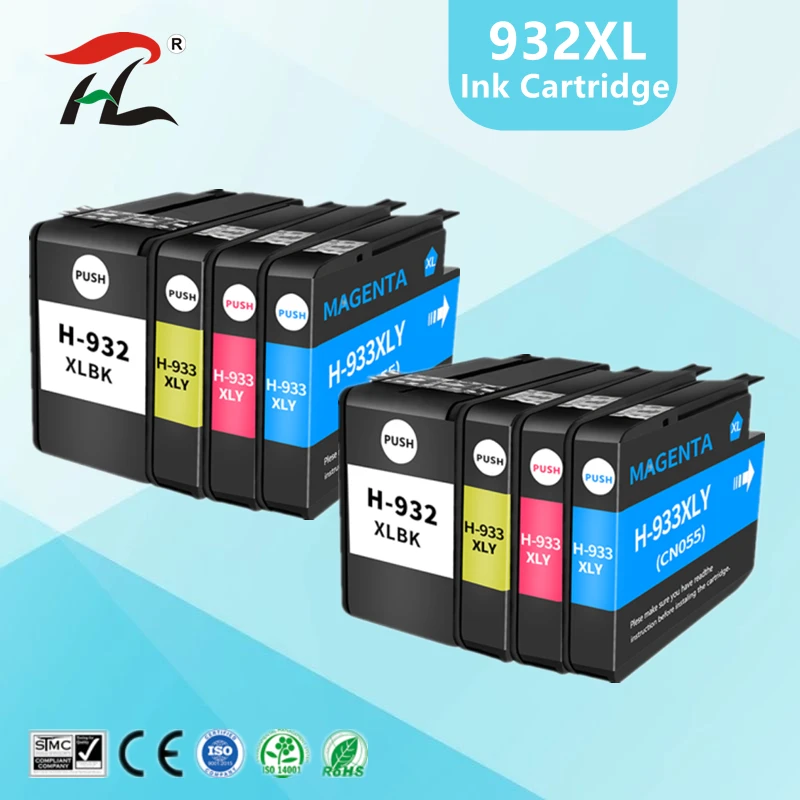 

YI LE CAI 8PK 932XL 933XL 932 933 чернильный картридж для hp 932 совместимый для hp Office jet 6100 6600 6700 7110 7610 7612 принтер