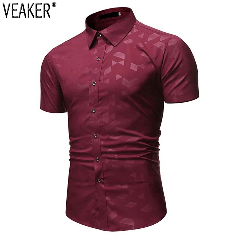 

2023 New Men's Printed Short Sleeve Shirts Male Summer Slim Fit Print Shirt Casual Business tops S-2XL